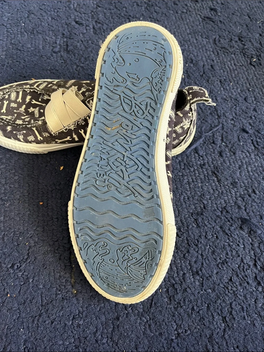 Kids Black Patterned Slip-On Sneakers with Cream Elastic Strap